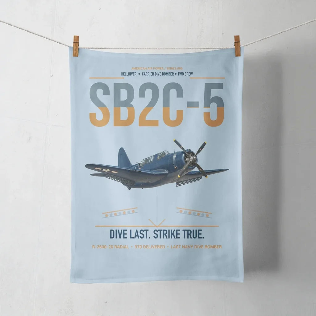 SB2C-5 Helldiver design on light blue towel
