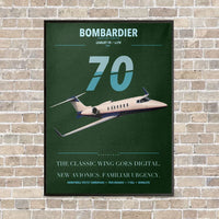 Thumbnail for Bombardier Learjet 70 vertical canvas print - framed - dark green background