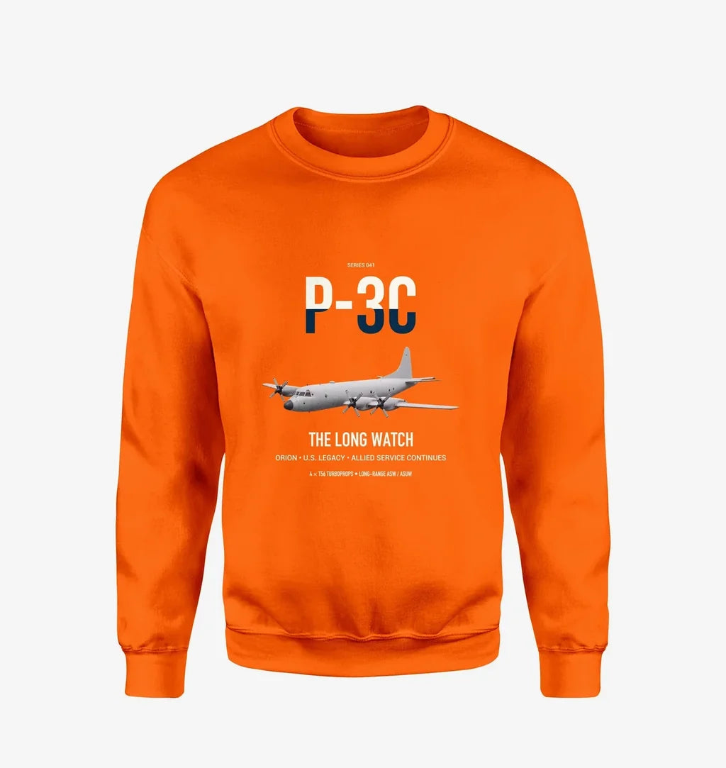 P-3C Orion design on orange sweatshirt
