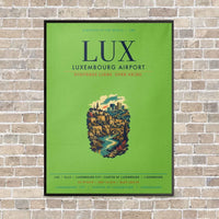Thumbnail for Luxembourg Airport LUX vertical canvas print - framed - light green background
