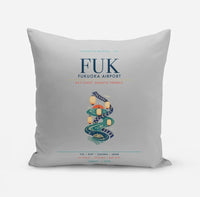 Thumbnail for Fukuoka Airport (FUK) design on light gray pillow