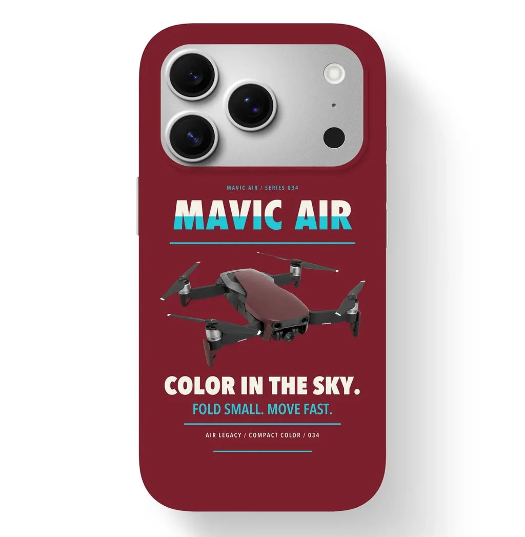 DJI Mavic Air Case design on dark red iphone case