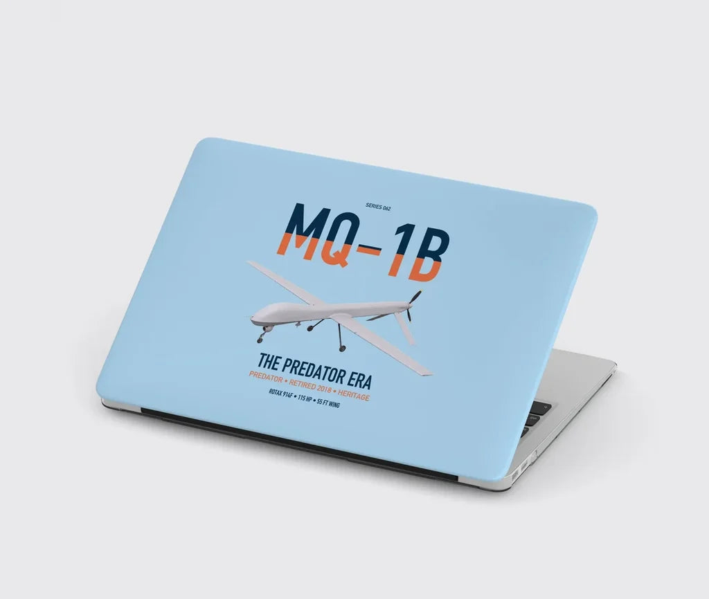 MQ-1B Predator design on light blue MacBook case