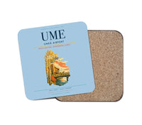 Thumbnail for Umeå Airport (UME) design on light blue 1 piece coaster