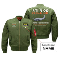 Thumbnail for Atlantique 2 Standard 6 design on green+name bomber jacket, double-side print