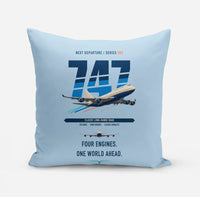 Thumbnail for Boeing 747-400 design on light blue pillow
