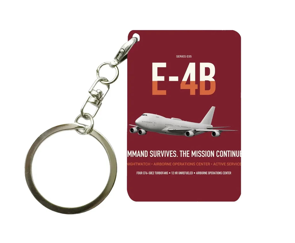 E-4B Nightwatch design on dark red designed key chain, double-side print