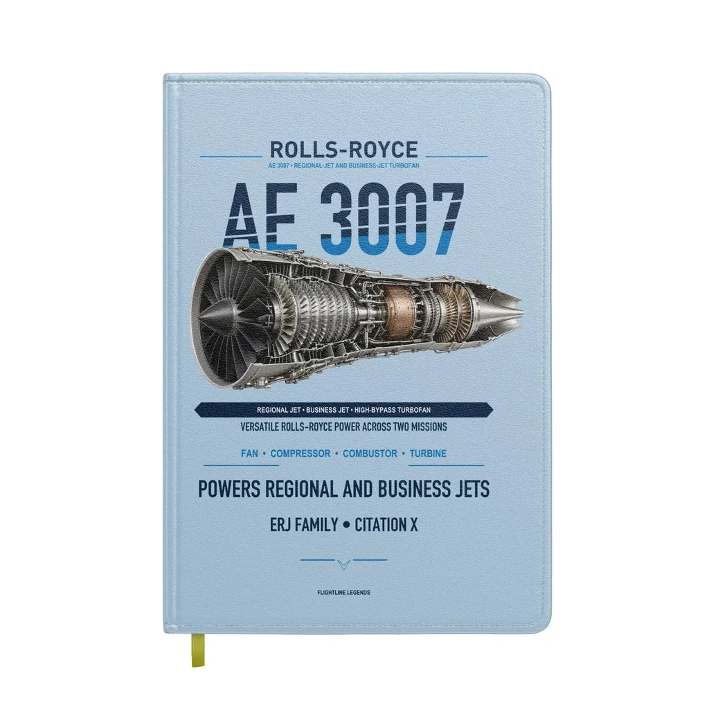 AE 3007 design on light blue notebook