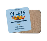 Thumbnail for Canadair CL-415 design on light blue 1 piece coaster