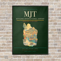 Thumbnail for Mytilene International Airport MJT vertical canvas print - framed - dark green background