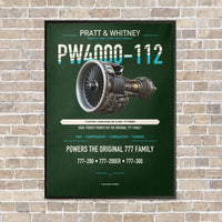 Thumbnail for PW4000-112 vertical canvas print - framed - dark green background