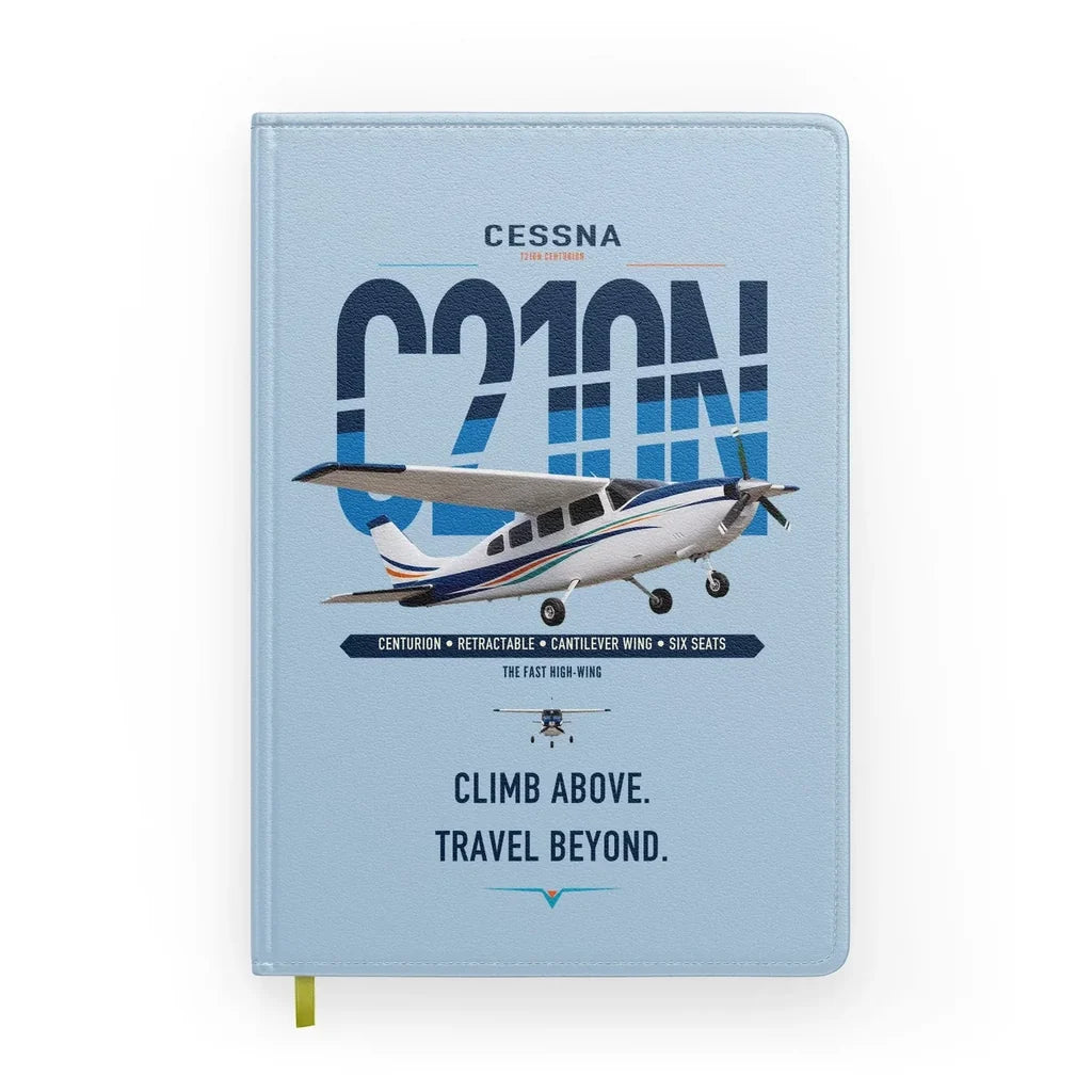 Cessna T210N Centurion design on light blue notebook