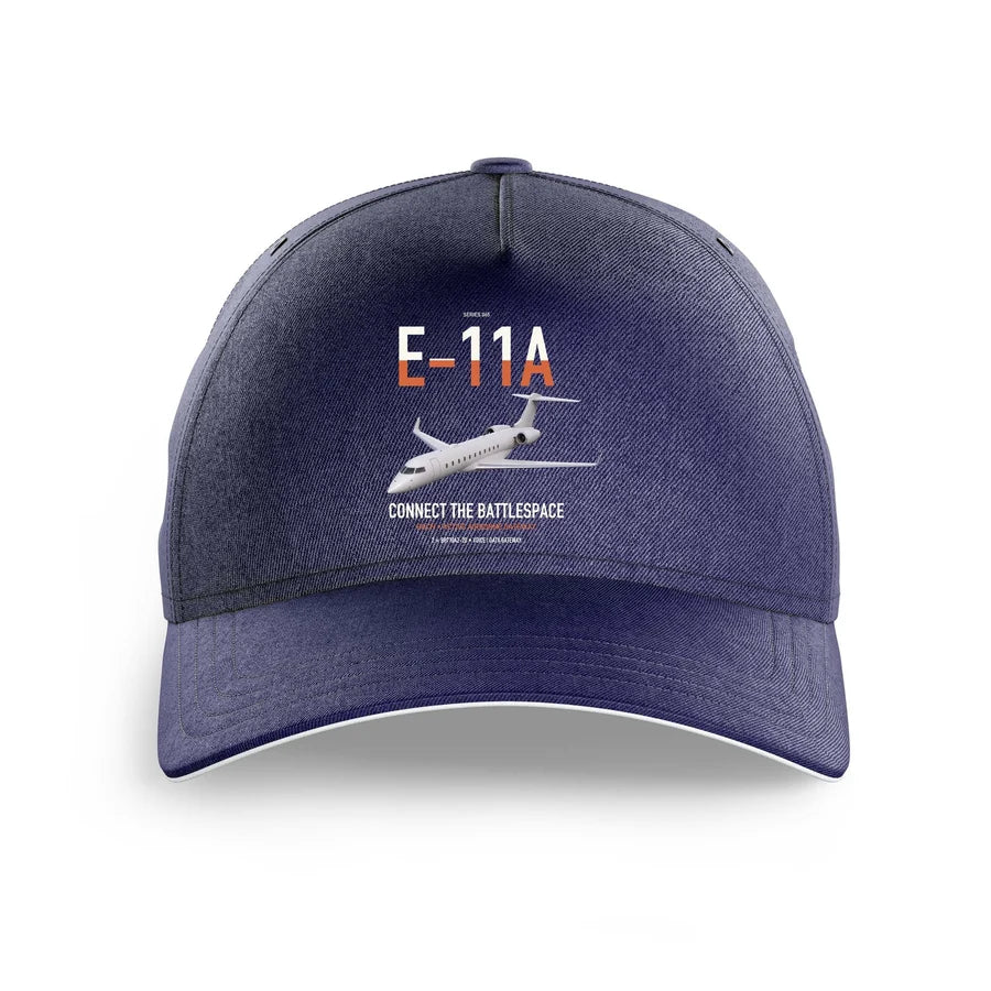 E-11A BACN design on dark blue printed hat