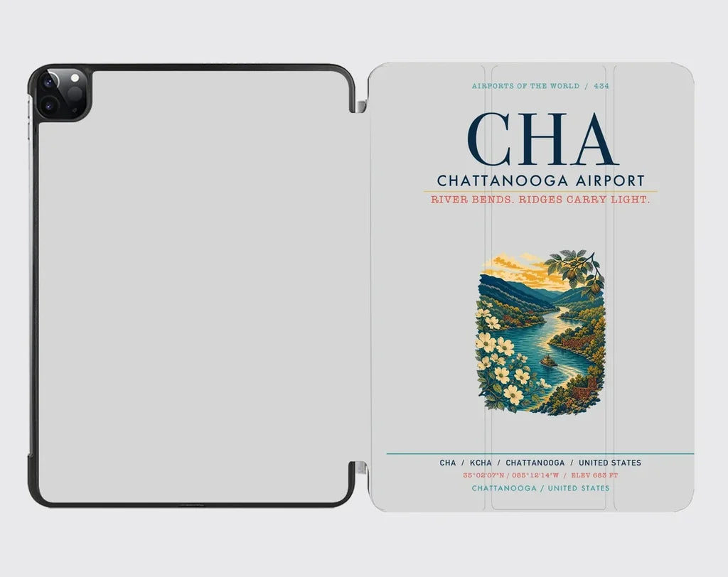 Chattanooga Airport (CHA) design on light gray ipad tablet case