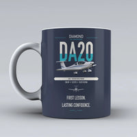 Thumbnail for Diamond DA20 design on dark blue ceramic mug, double-side print