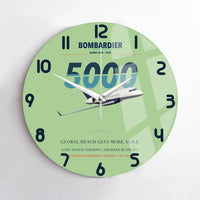 Thumbnail for Bombardier Global 5000 design on light green no frame wall clock