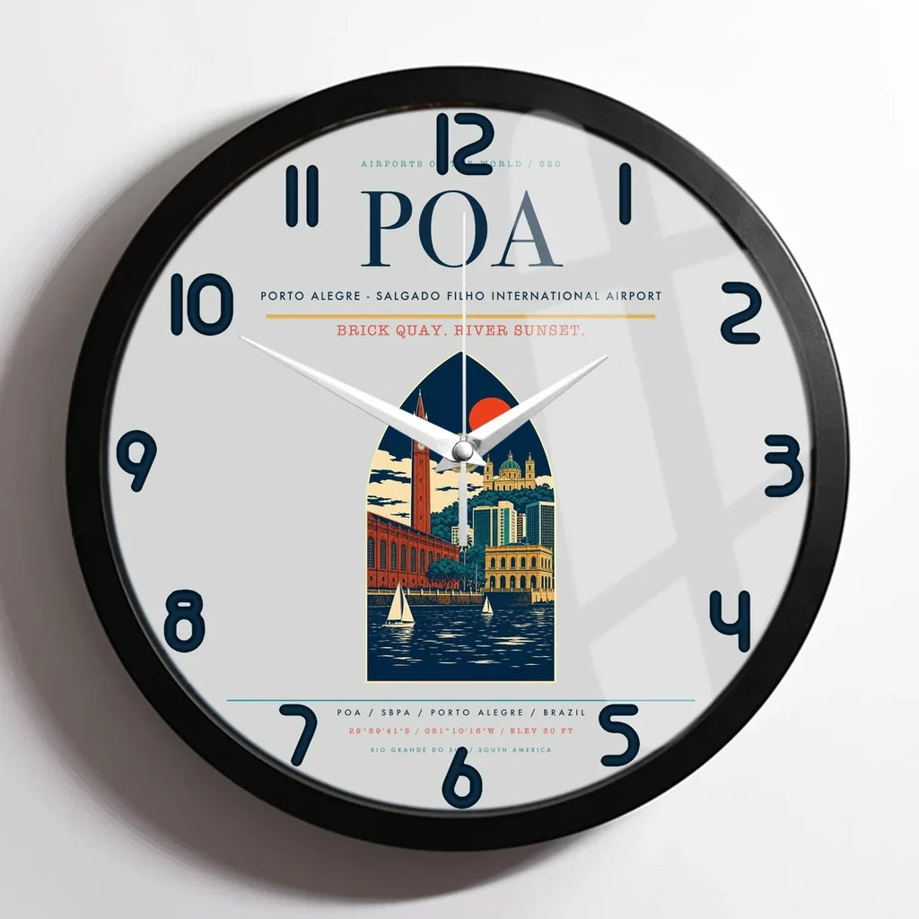 Porto Alegre - Salgado Filho International Airport POA Wall-Clock Framed - Light Gray