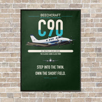 Thumbnail for Beechcraft King Air C90 vertical canvas print - framed - dark green background