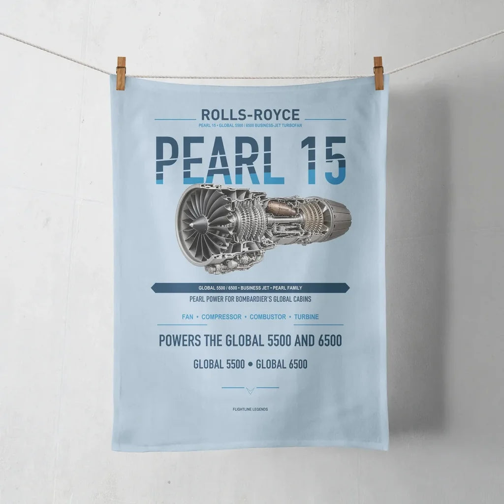 PEARL 15 design on light blue towel