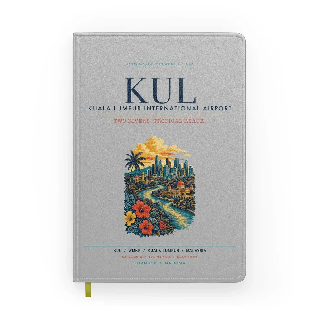 Kuala Lumpur International Airport (KUL) design on light gray notebook