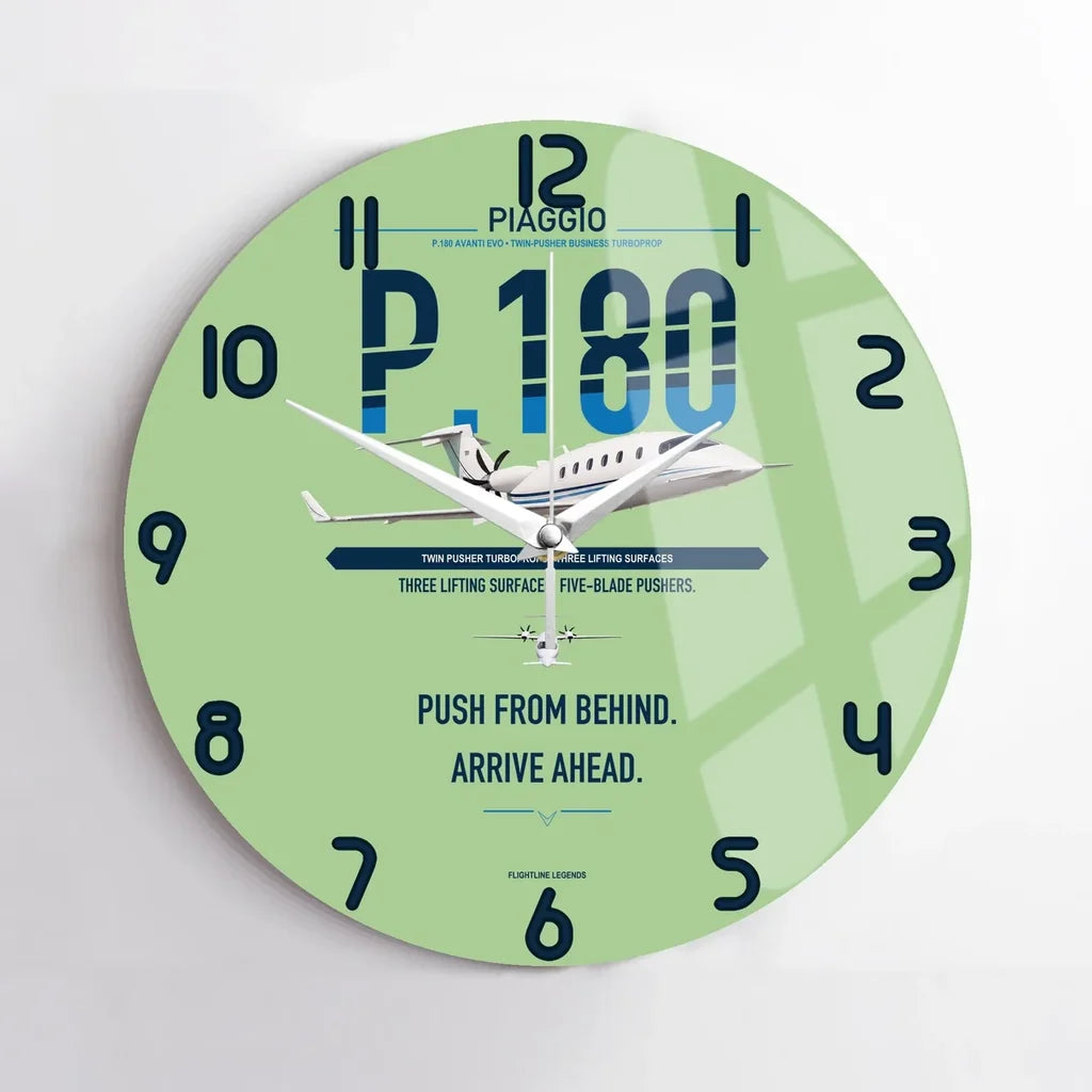 Piaggio P.180 Avanti EVO design on light green no frame wall clock