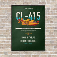 Thumbnail for Canadair CL-415 vertical canvas print - framed - dark green background