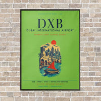 Thumbnail for Dubai International Airport DXB vertical canvas print - framed - light green background