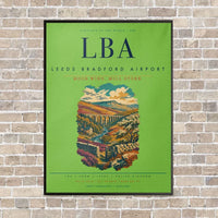 Thumbnail for Leeds Bradford Airport LBA vertical canvas print - framed - light green background