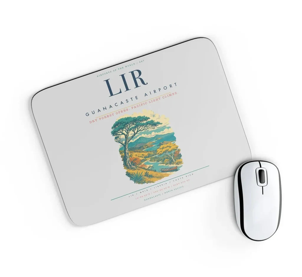 Guanacaste Airport (LIR) design on light gray rectangle mouse pad