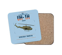 Thumbnail for Bell UH-1H Iroquois design on light blue 1 piece coaster