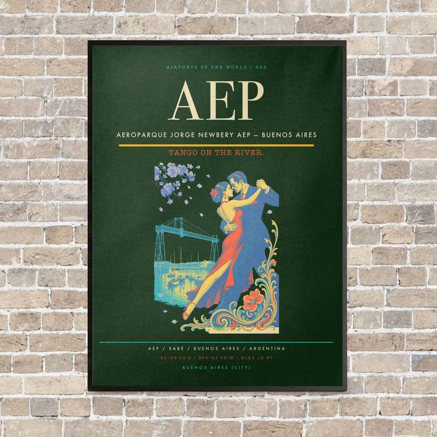 Aeroparque Jorge Newbery AEP — Buenos Aires vertical canvas print - framed - dark green background