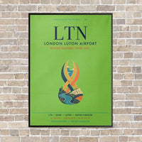 Thumbnail for London Luton Airport LTN vertical canvas print - framed - light green background