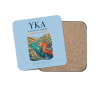 Thumbnail for Kamloops Airport (YKA) design on light blue 1 piece coaster