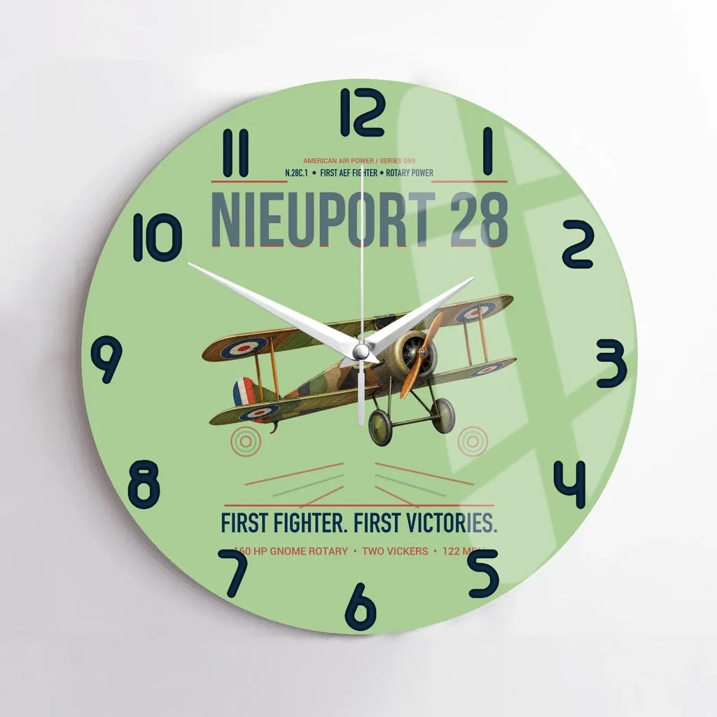Nieuport 28C.1 design on light green no frame wall clock