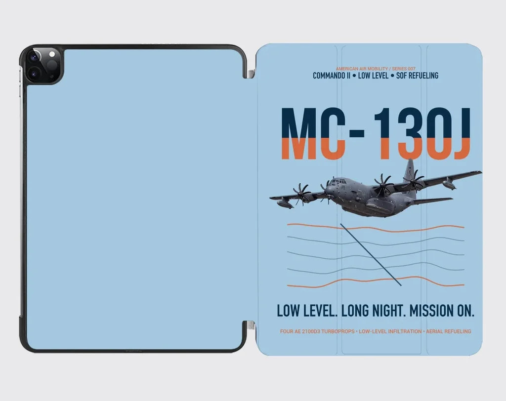 MC-130J COMMANDO II design on light blue ipad tablet case