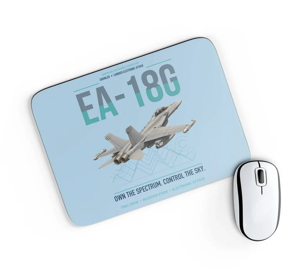 EA-18G Growler design on light blue rectangle mouse pad