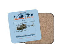 Thumbnail for Sud Aviation SE 3130 Alouette II design on light blue 1 piece coaster