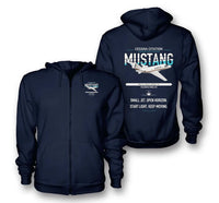 Thumbnail for Cessna Citation Mustang design on navy blue premium zipped hoodie, double-side print