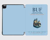 Thumbnail for Buffalo Niagara International Airport (BUF) design on light blue ipad tablet case