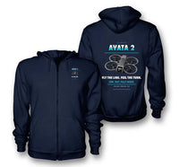 Thumbnail for DJI Avata 2 design on navy blue zipped hoodie
