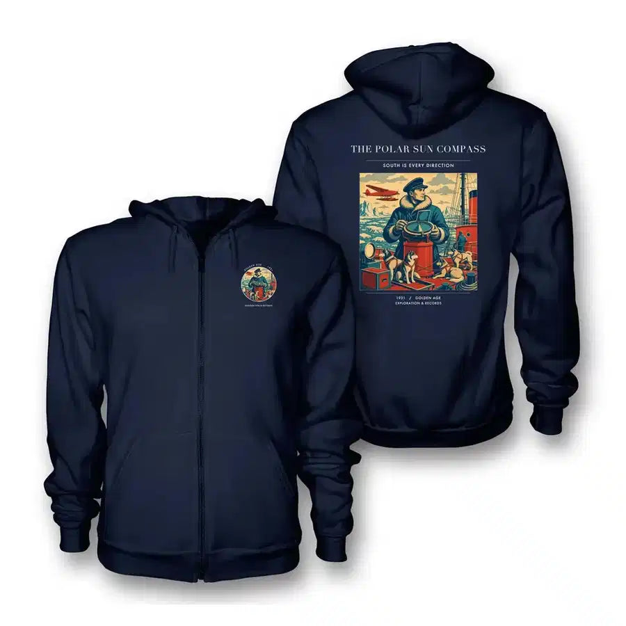 VINTAGE G4204 - The Polar Sun Compass - Premium Zipped Hoodie design on navyblue