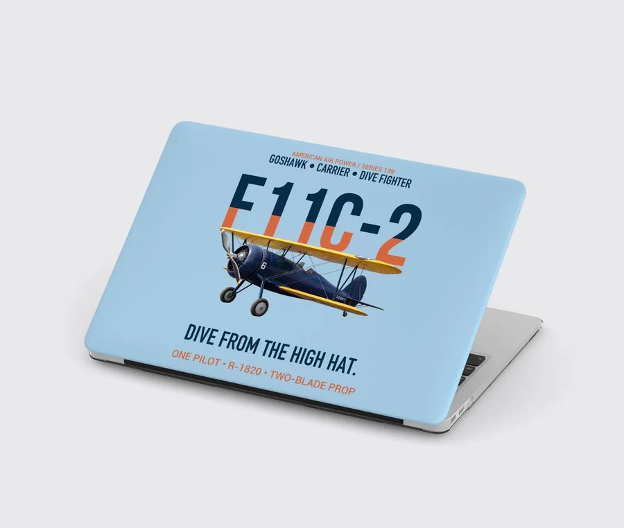 F11C-2 Goshawk Dive from the High Hat design on light blue MacBook case