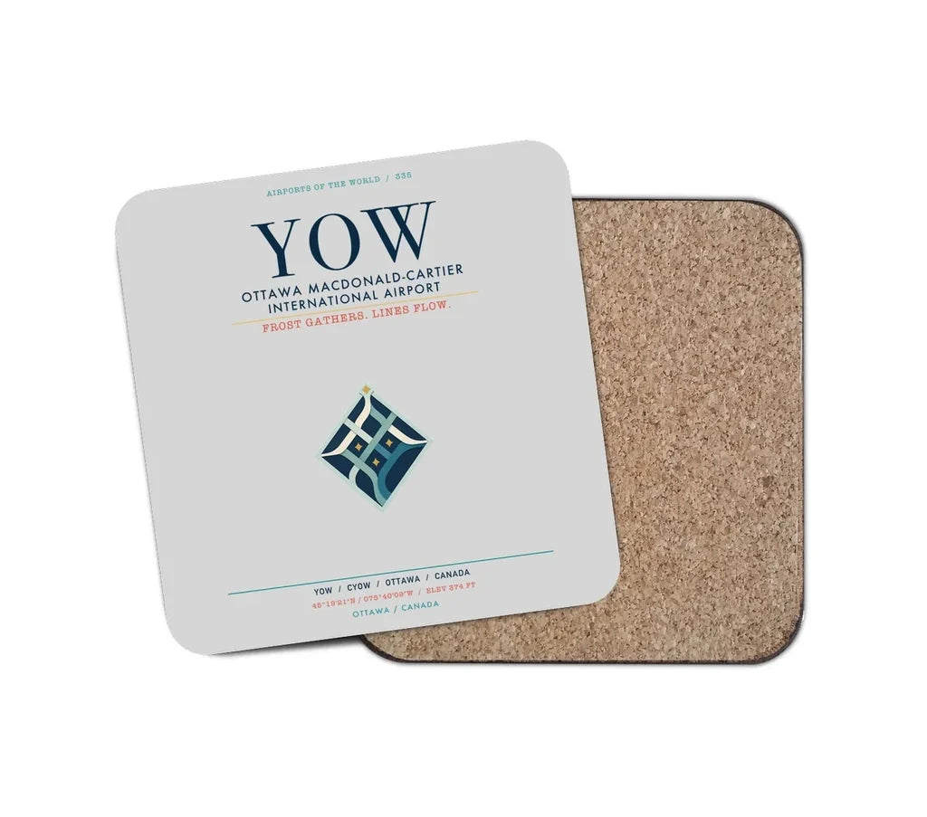 Ottawa Macdonald-Cartier International Airport (YOW) design on light gray 1 piece coaster