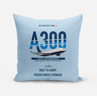 Thumbnail for Airbus A300-600F design on light blue pillow
