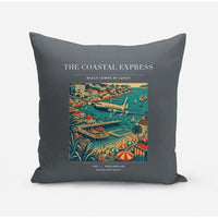 Thumbnail for VINTAGE G4096 - The Coastal Express - Designed Pillows design on gray