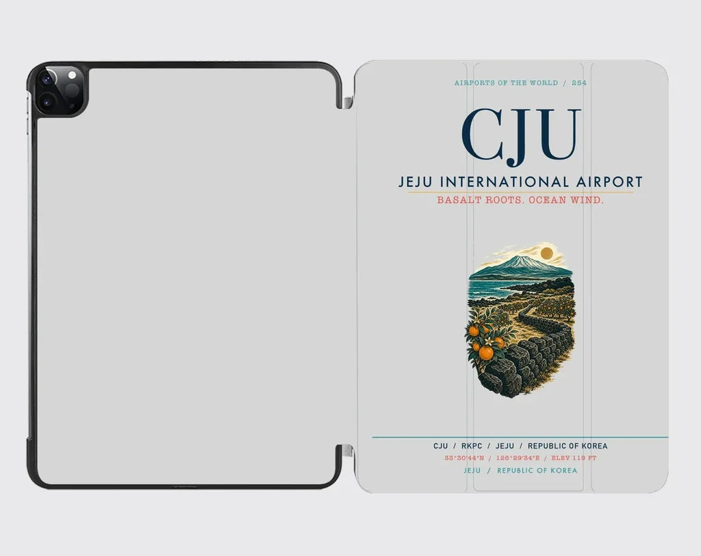 Jeju International Airport (CJU) design on light gray ipad tablet case