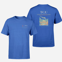 Thumbnail for Toncontín International Airport (TGU) design printed on blue double-side t-shirt