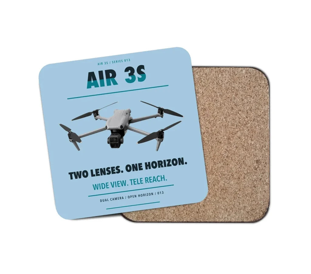 DJI Air 3S design on light blue 1 piece coaster