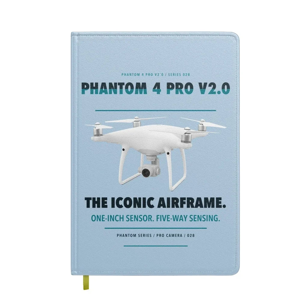 DJI Phantom 4 Pro V2.0 design on light blue notebook