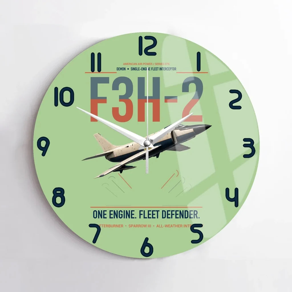 F3H-2 Demon design on light green no frame wall clock